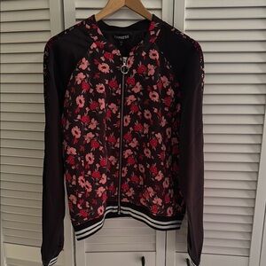 Express Floral Bomber Jacket - Black and Pink